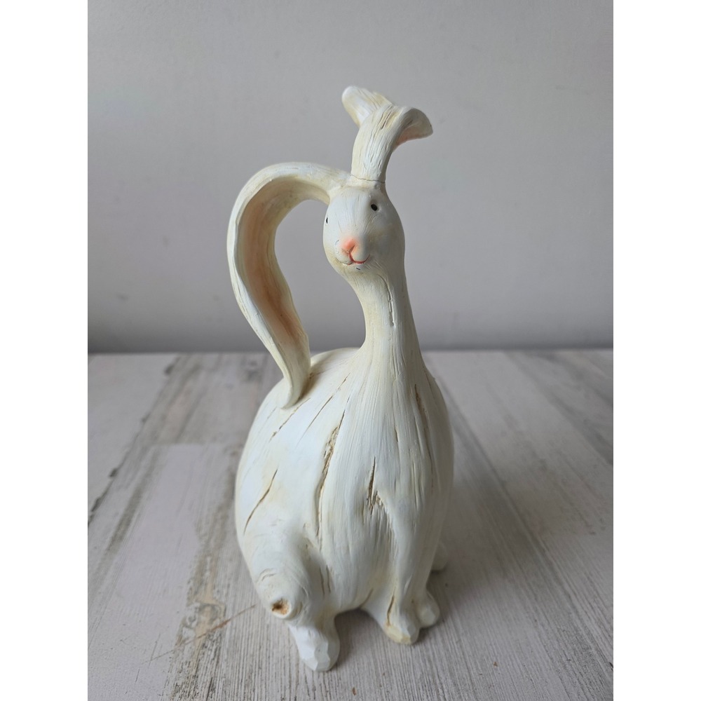 Shabby chic‎ Easter Bunny long hair statue figurine spring rabbit decor as is